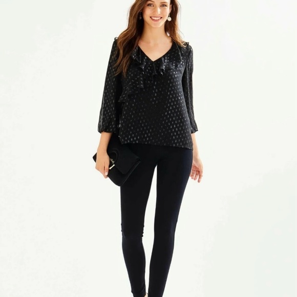 Olenna Silk Top in Onyx Clip- Large - Picture 2 of 6